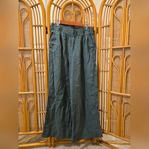 Tahari Women's Linen Wide Leg Pant- Dark Teal